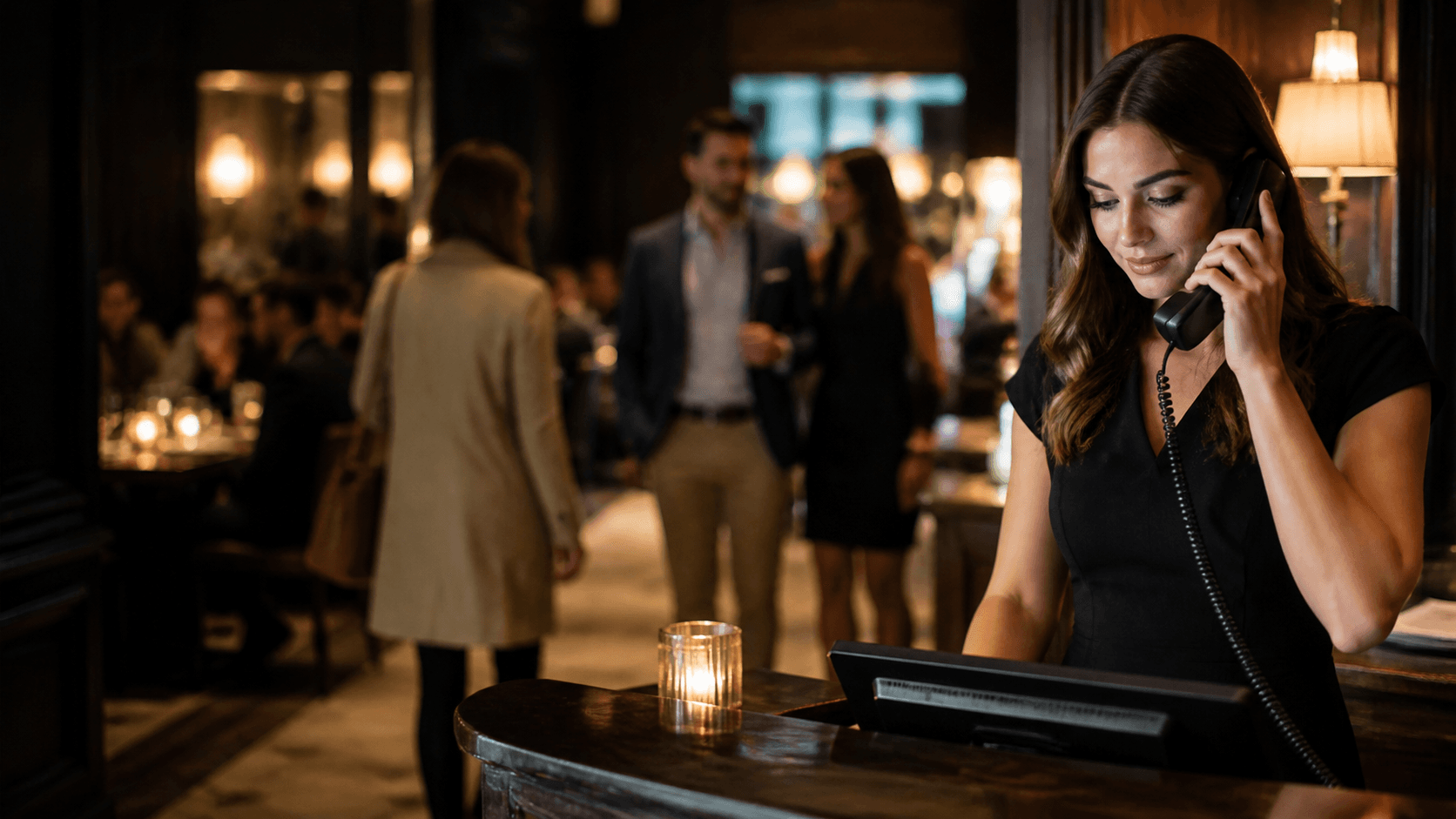 Restaurant host handling guest calls